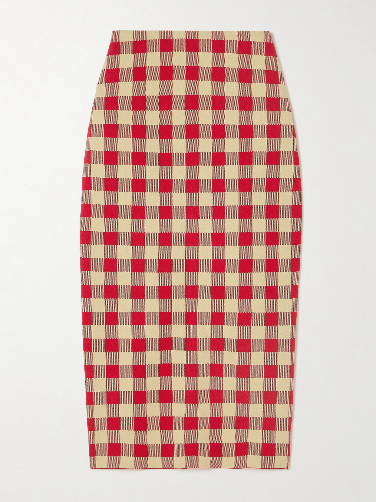 High Sport Petra Gingham Stretch-cotton Jacquard Midi Skirt In Red