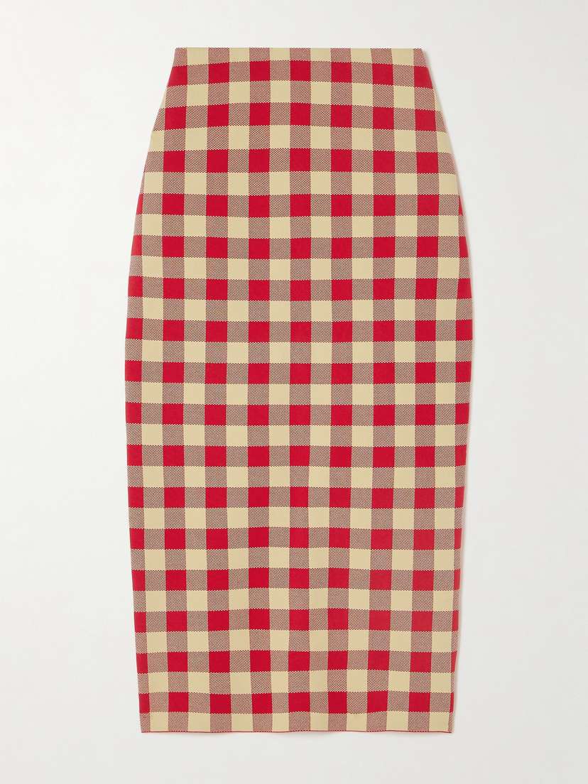 HIGH SPORT Petra Gingham Stretch-cotton Jacquard Midi Skirt - x large