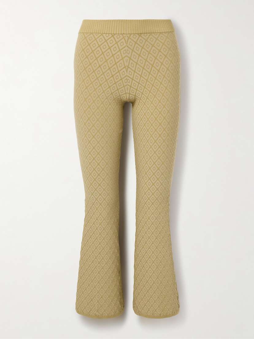 HIGH SPORT Kick It Cropped Cotton-blend Jacquard Flared Pants