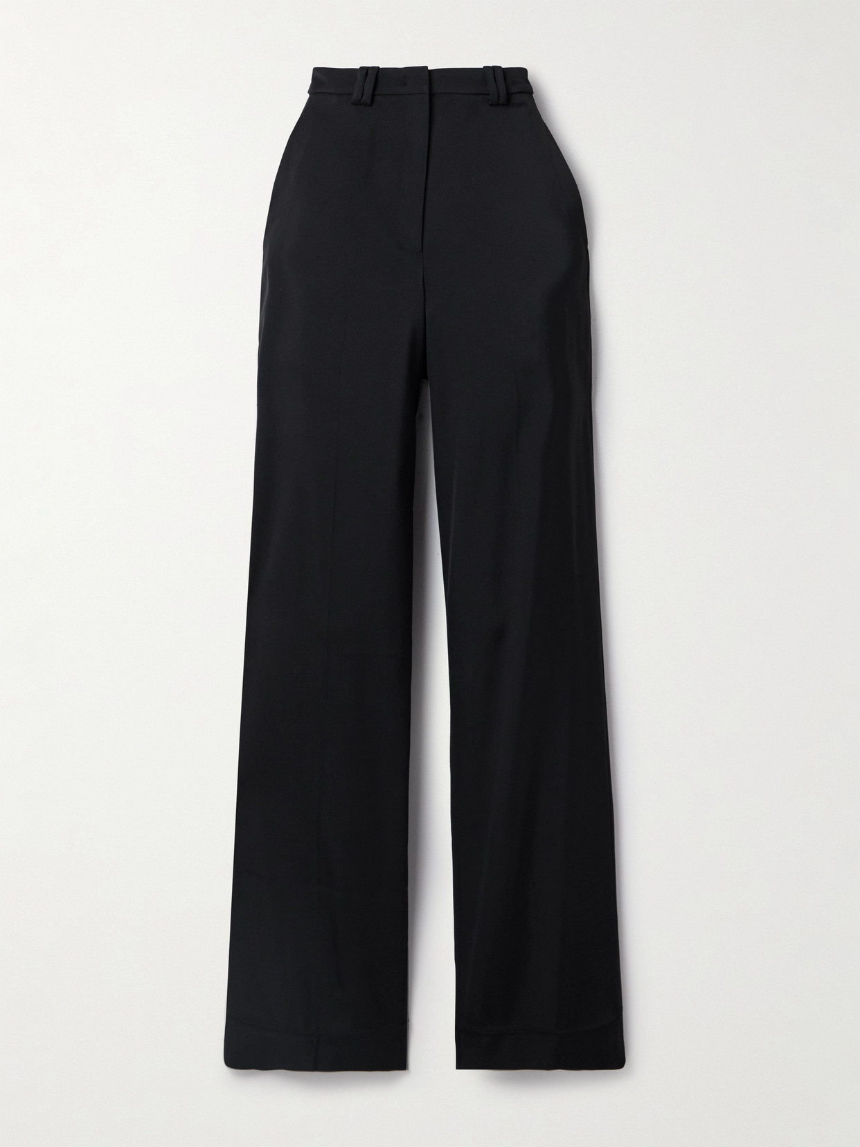 Another Tomorrow Crepe Straight-leg Pants In Black
