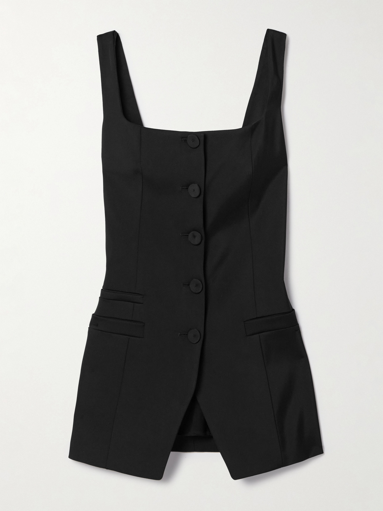 Another Tomorrow + Net Sustain Crepe Top In Black