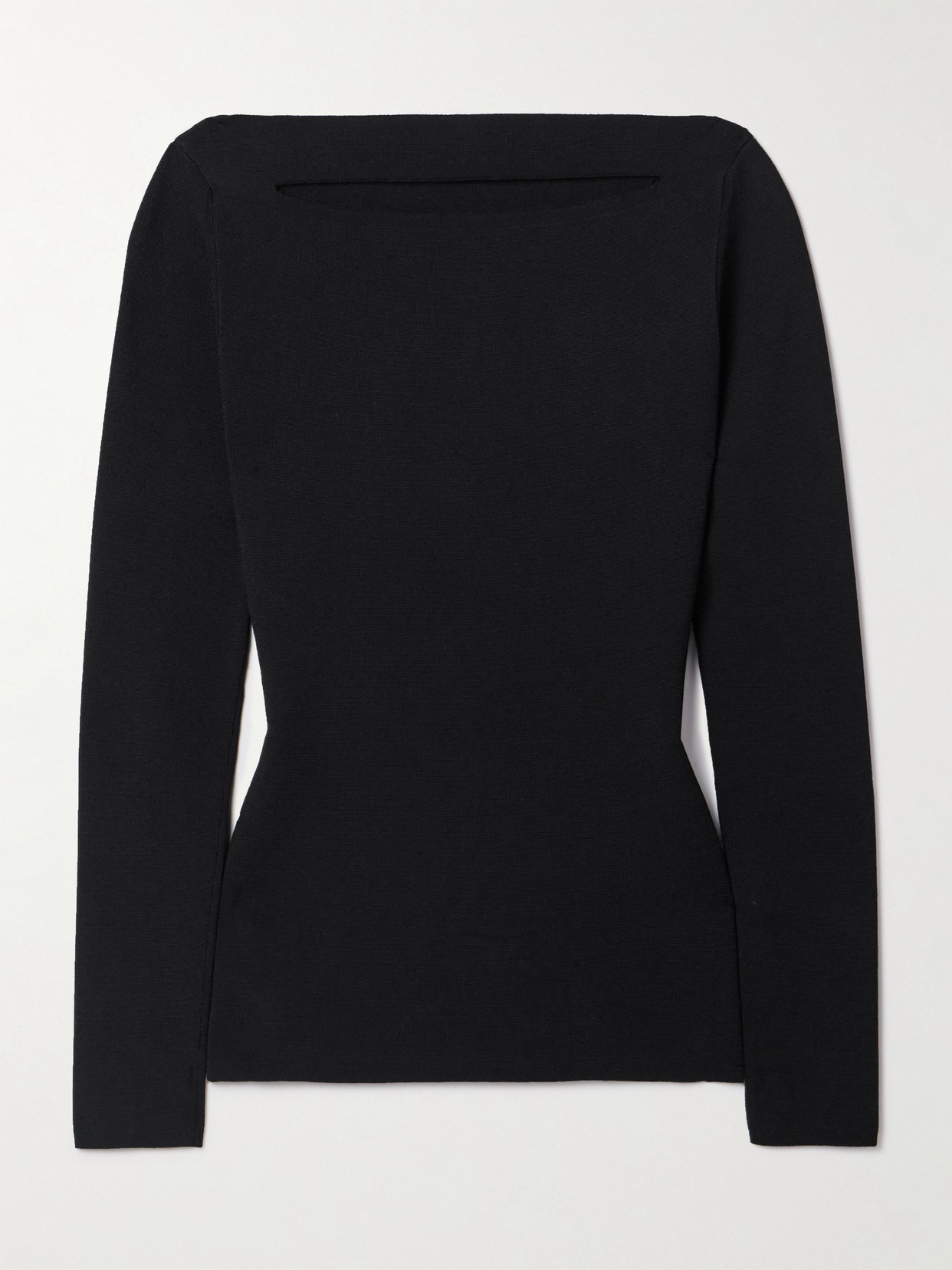 Another Tomorrow + Net Sustain Cutout Knitted Top In Black