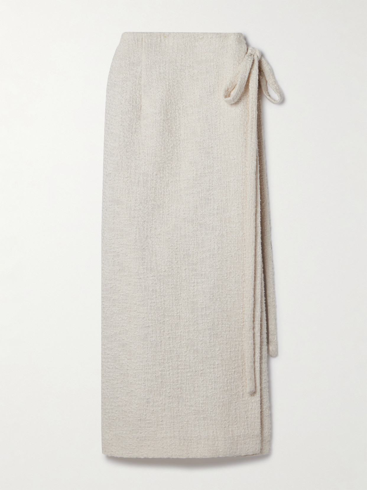 Another Tomorrow + Net Sustain Organic Cotton-tweed Maxi Wrap Skirt In Cream