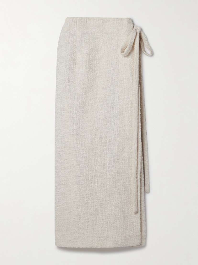 Another Tomorrow + Net Sustain Organic Cotton-tweed Maxi Wrap Skirt