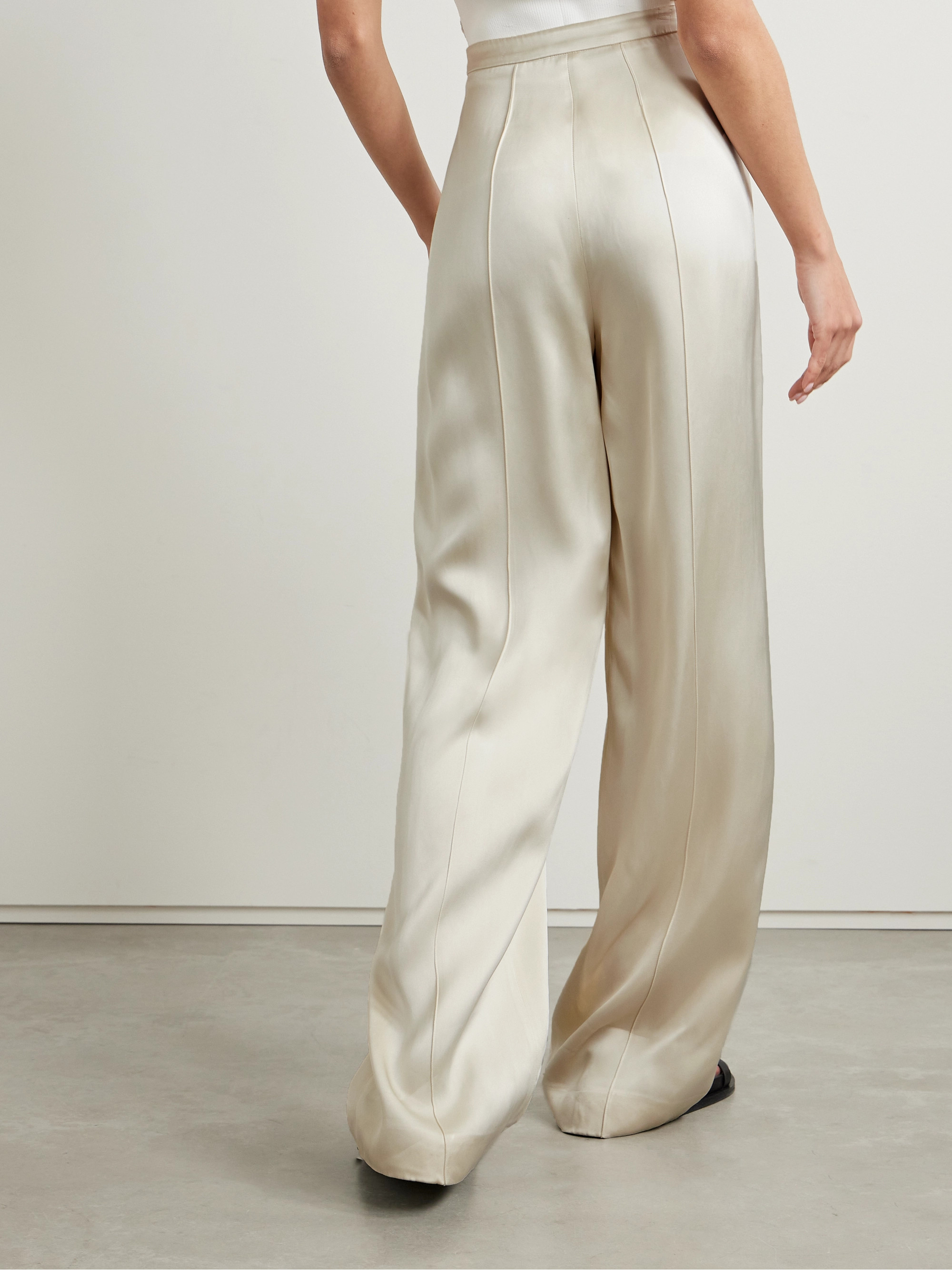 Another Tomorrow + NET SUSTAIN pintucked satin straight-leg pants
