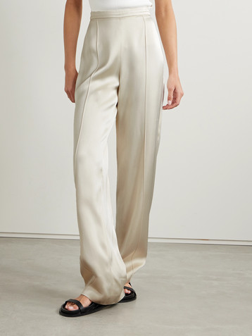 Another Tomorrow + NET SUSTAIN pintucked satin straight-leg pants