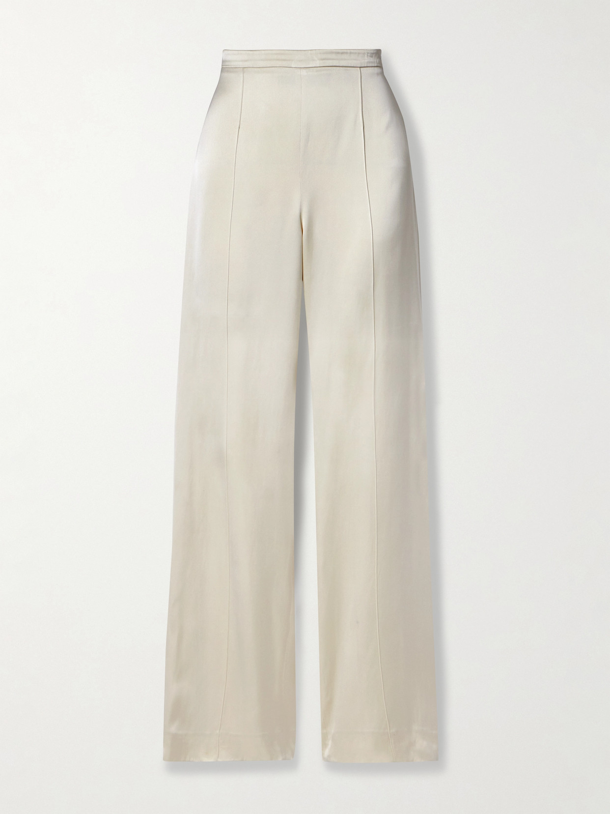 Another Tomorrow + Net Sustain Pintucked Satin Straight-leg Trousers In Cream