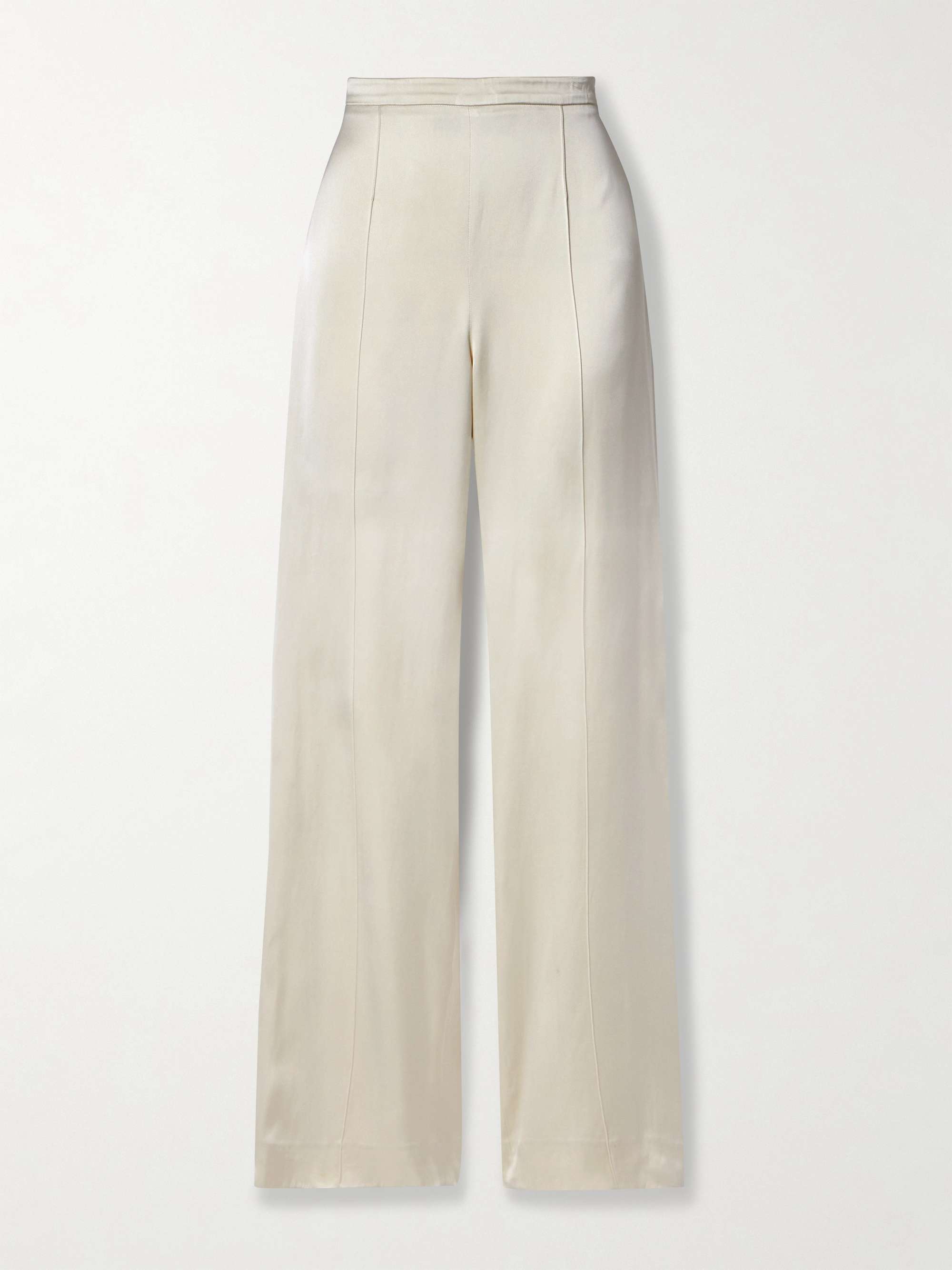 ANOTHER TOMORROW + NET SUSTAIN pintucked satin straight-leg
