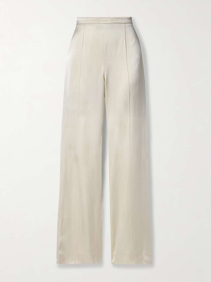 Another Tomorrow + Net Sustain Pintucked Satin Straight-leg Pants