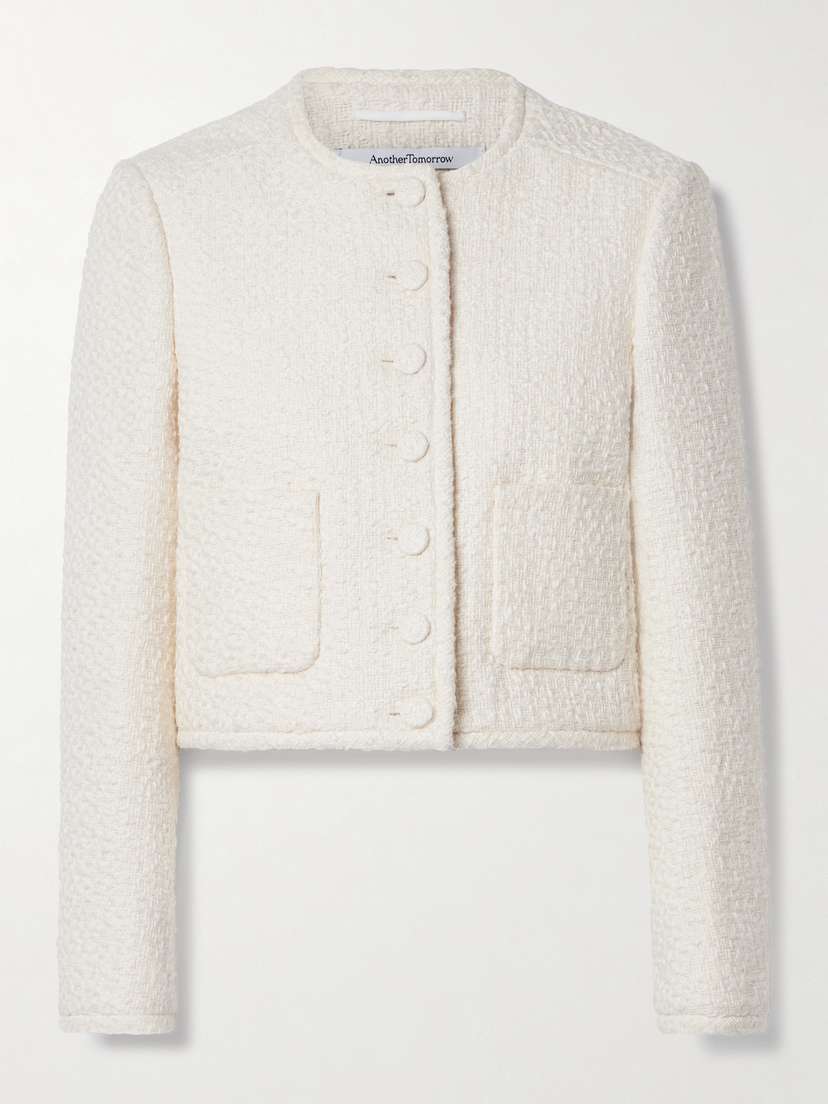 Another Tomorrow + Net Sustain Cropped Organic Cotton-tweed Jacket