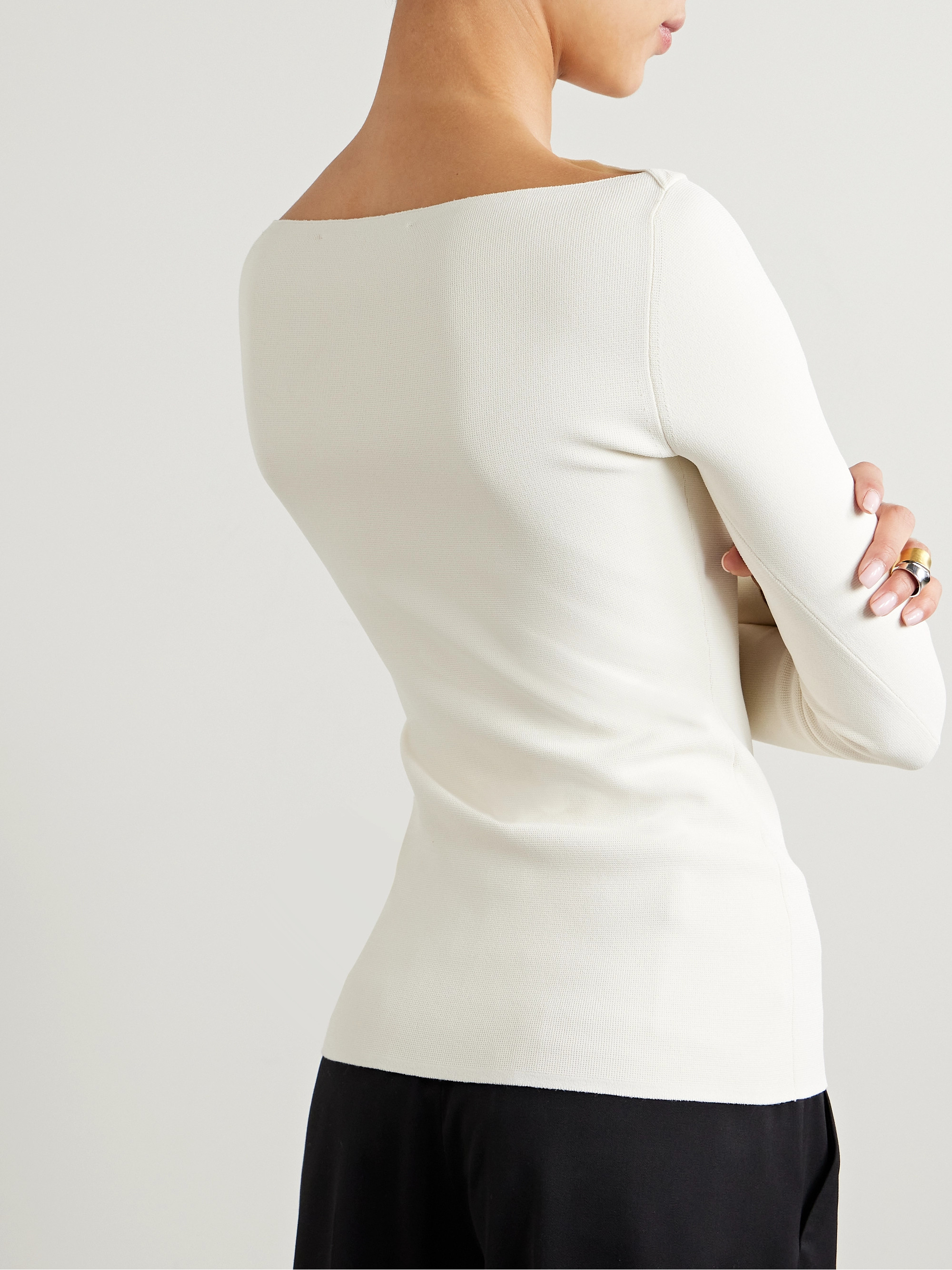 Another Tomorrow Cutout knitted top