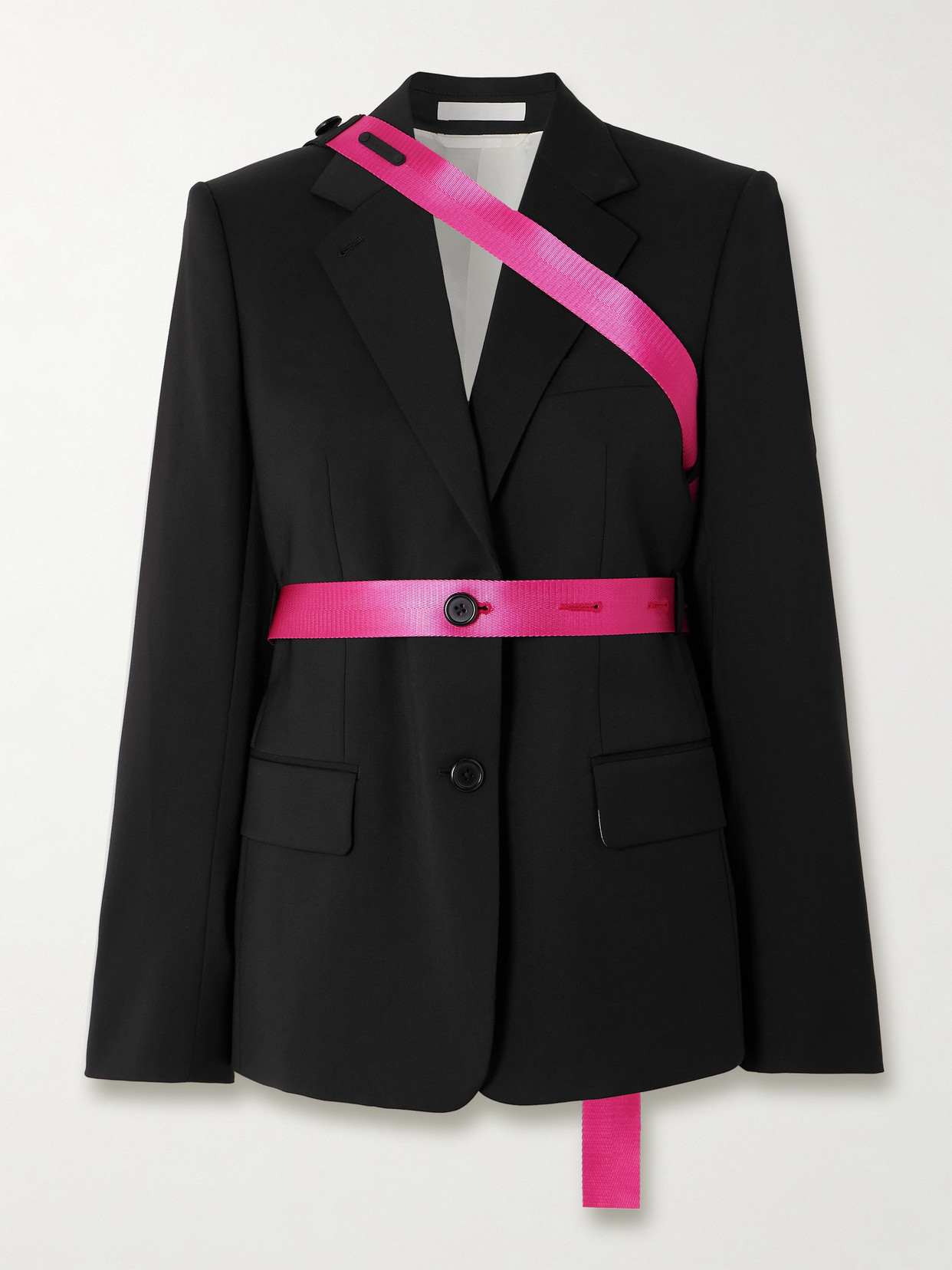 Helmut Lang Single-breasted Seatbelt Blazer In Black
