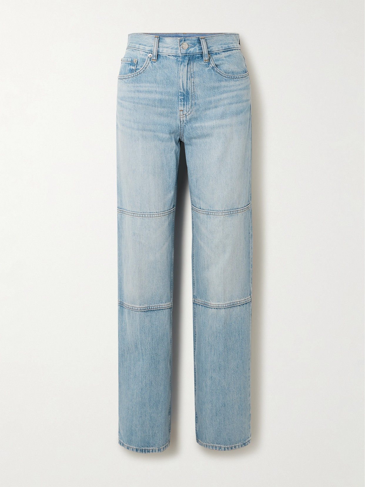 Shop Helmut Lang Carpenter Paneled High-rise Straight-leg Jeans In Blue