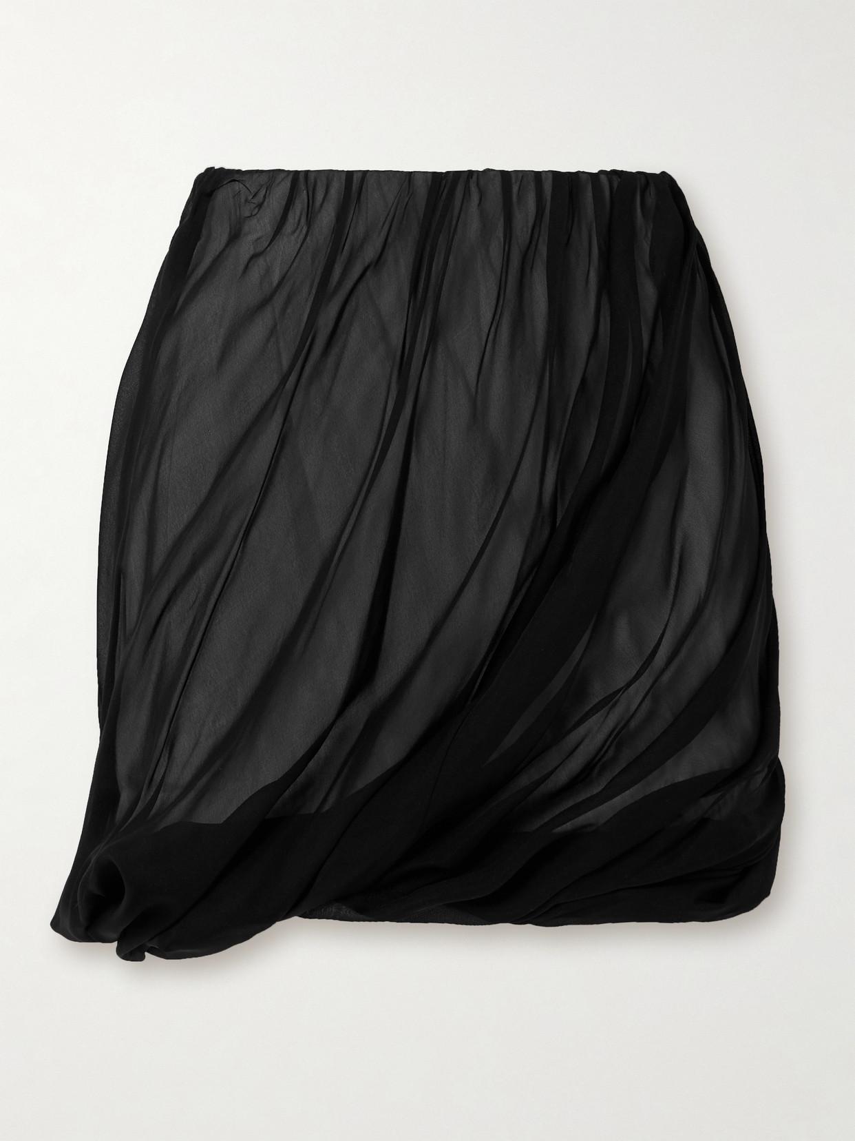 Helmut Lang - Bubble Draped Silk-chiffon Mini Skirt - Black