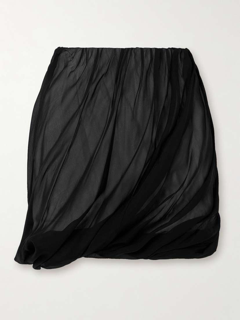 Helmut Lang Bubble Draped Silk-chiffon Mini Skirt - x large
