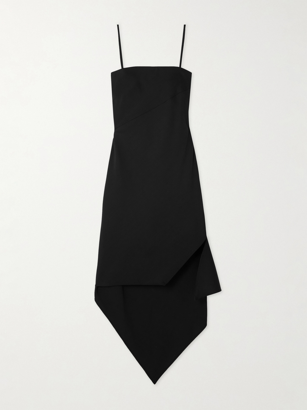 HELMUT LANG - Asymmetric Zip-detailed Wool Midi Dress - Black