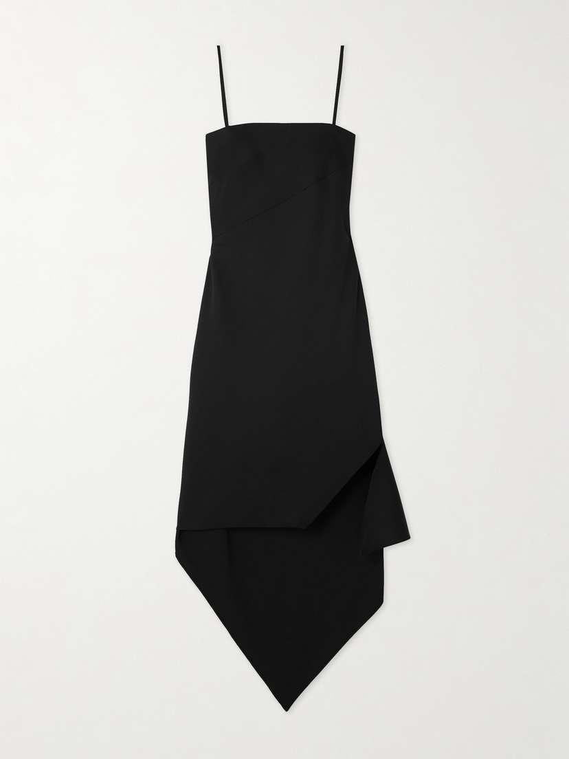 Helmut Lang Asymmetric Zip-detailed Wool Midi Dress
