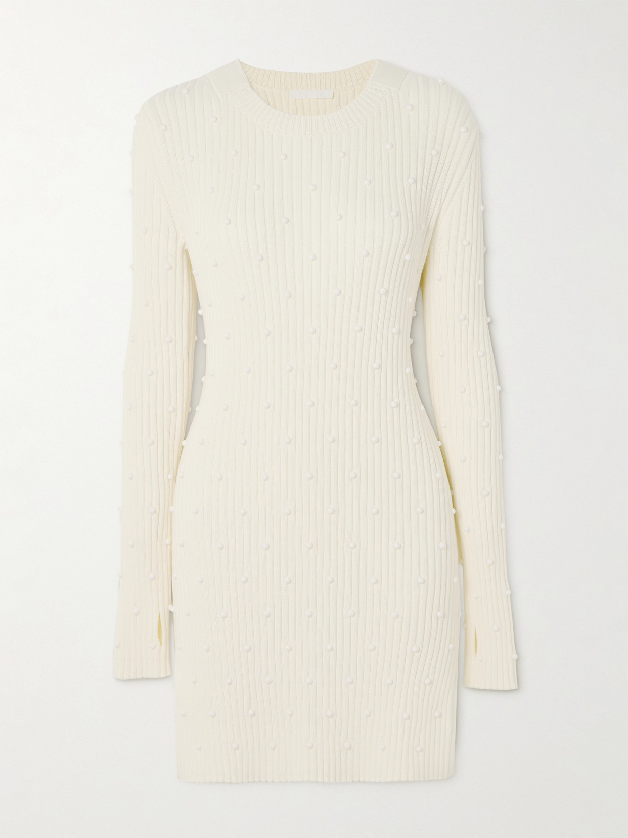 Helmut Lang Embellished Sweater Dress In Ivory In White