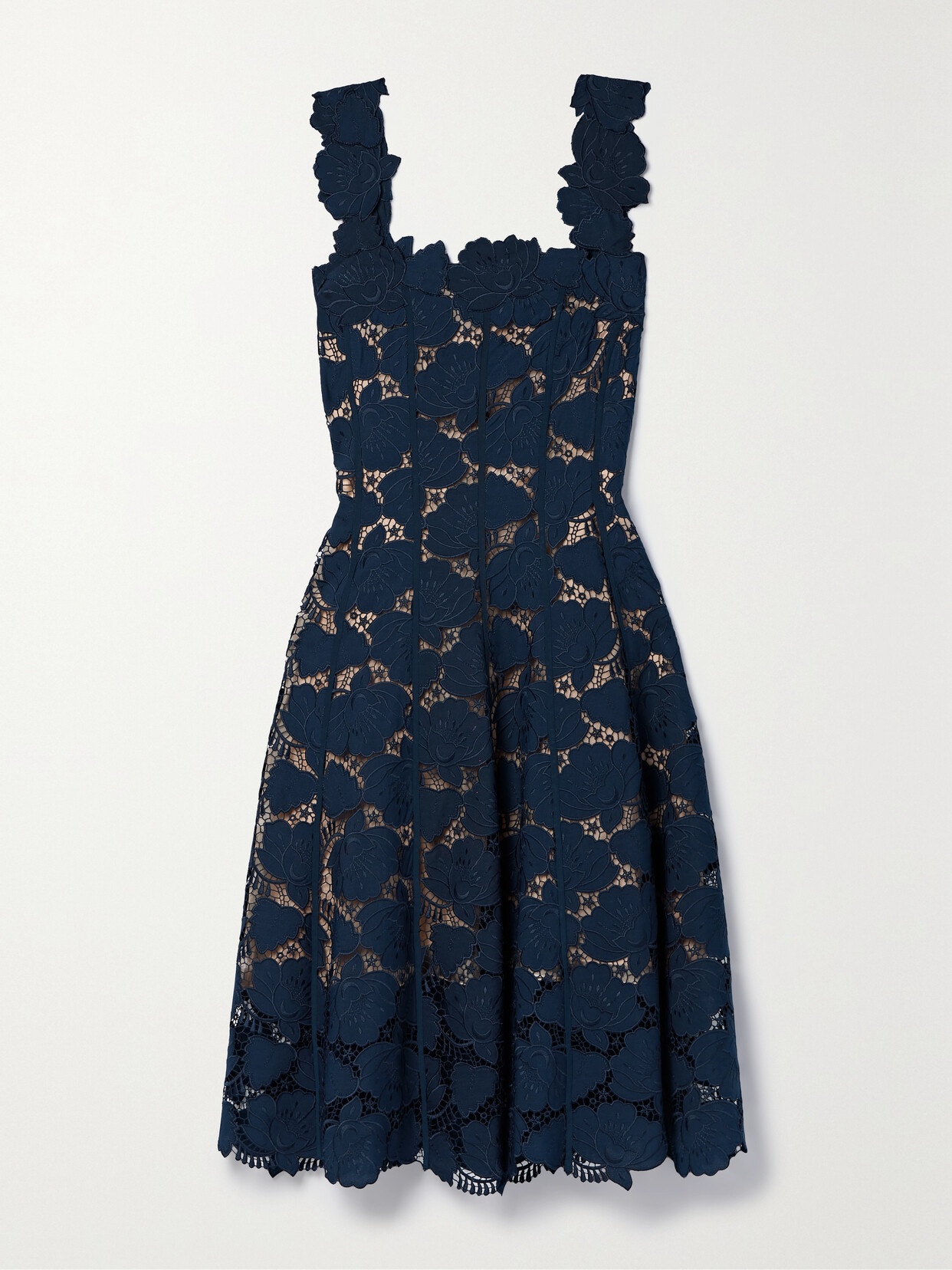 Oscar De La Renta Guipure Lace Dress In Blue