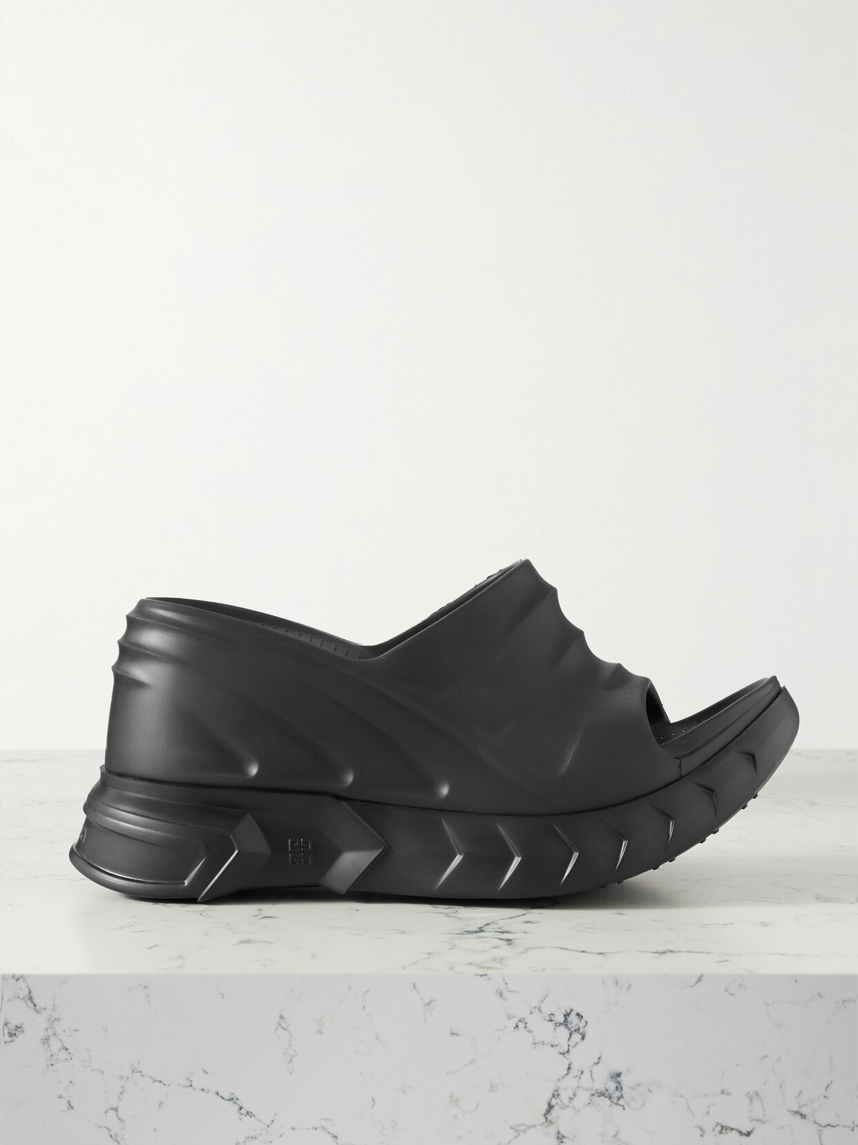 Givenchy - Marshmallow Rubber Platform Wedge Mules - Black
