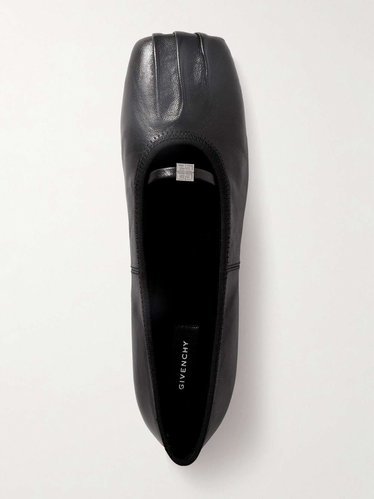 Givenchy Embellished Pleated Leather Ballet Flats In Black