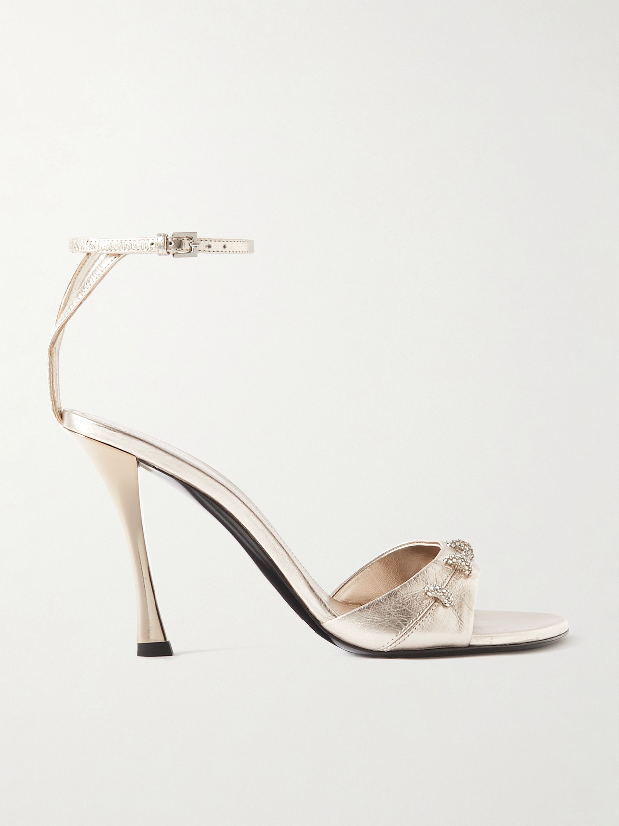 Givenchy Stitch Crystal-embellished Leather Sandals In Gold