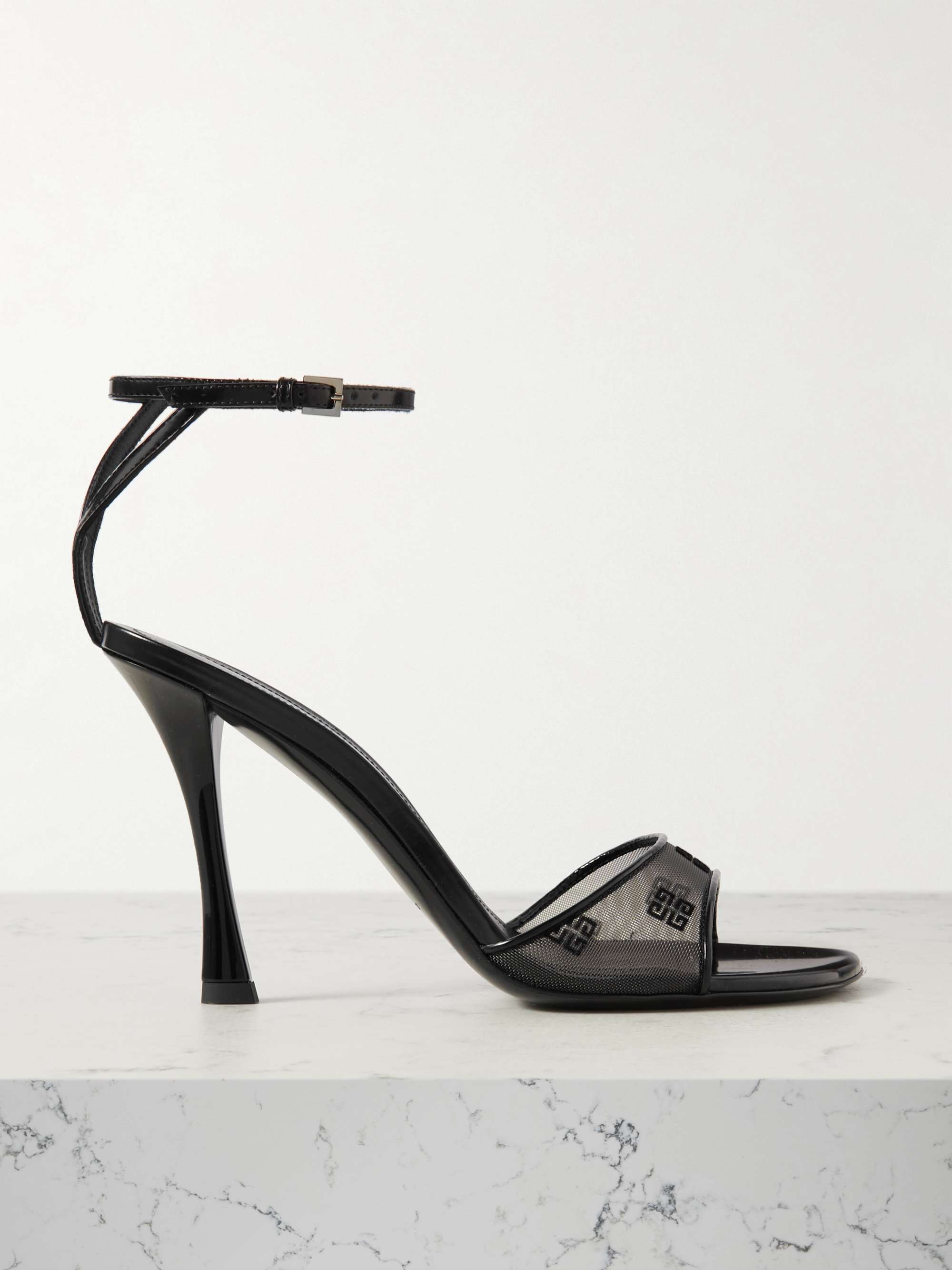 GIVENCHY Patent leather-trimmed devoré-mesh sandals | NET-A-PORTER