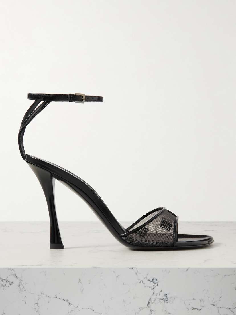 Givenchy Patent Leather-trimmed Devoré-mesh Sandals