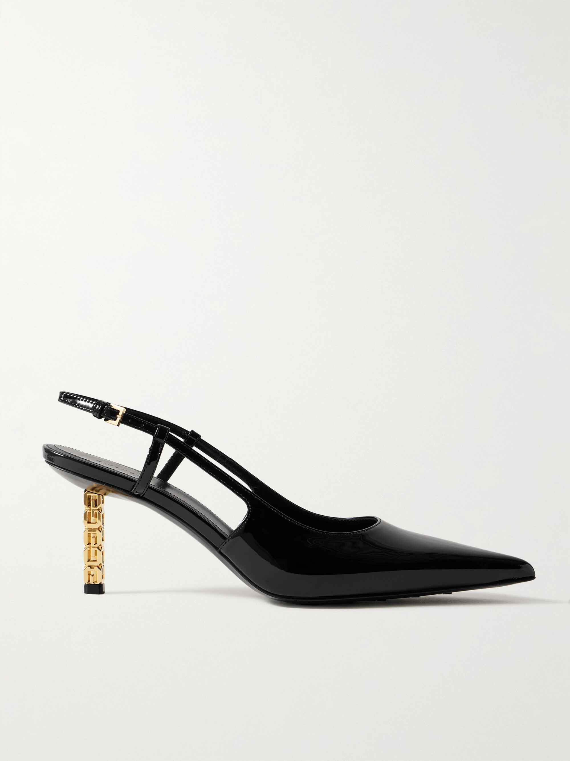 Givenchy G Cube patent-leather slingback pumps