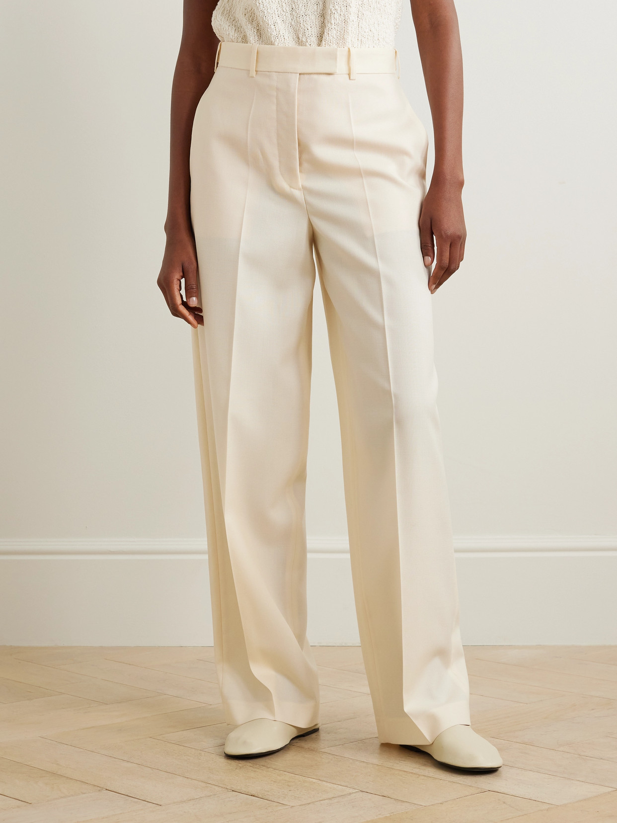 ROHE WOOL-TWILL WIDE-LEG PANTS