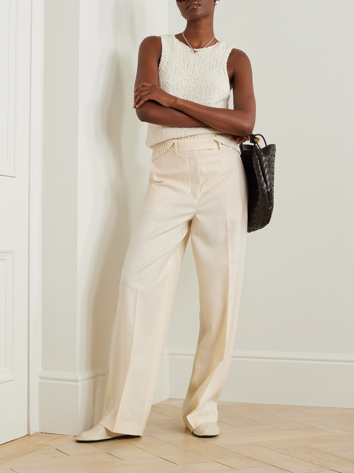 ROHE WOOL-TWILL WIDE-LEG PANTS