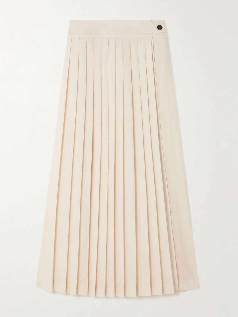 RÓHE Pleated Wool-blend Midi Wrap Skirt