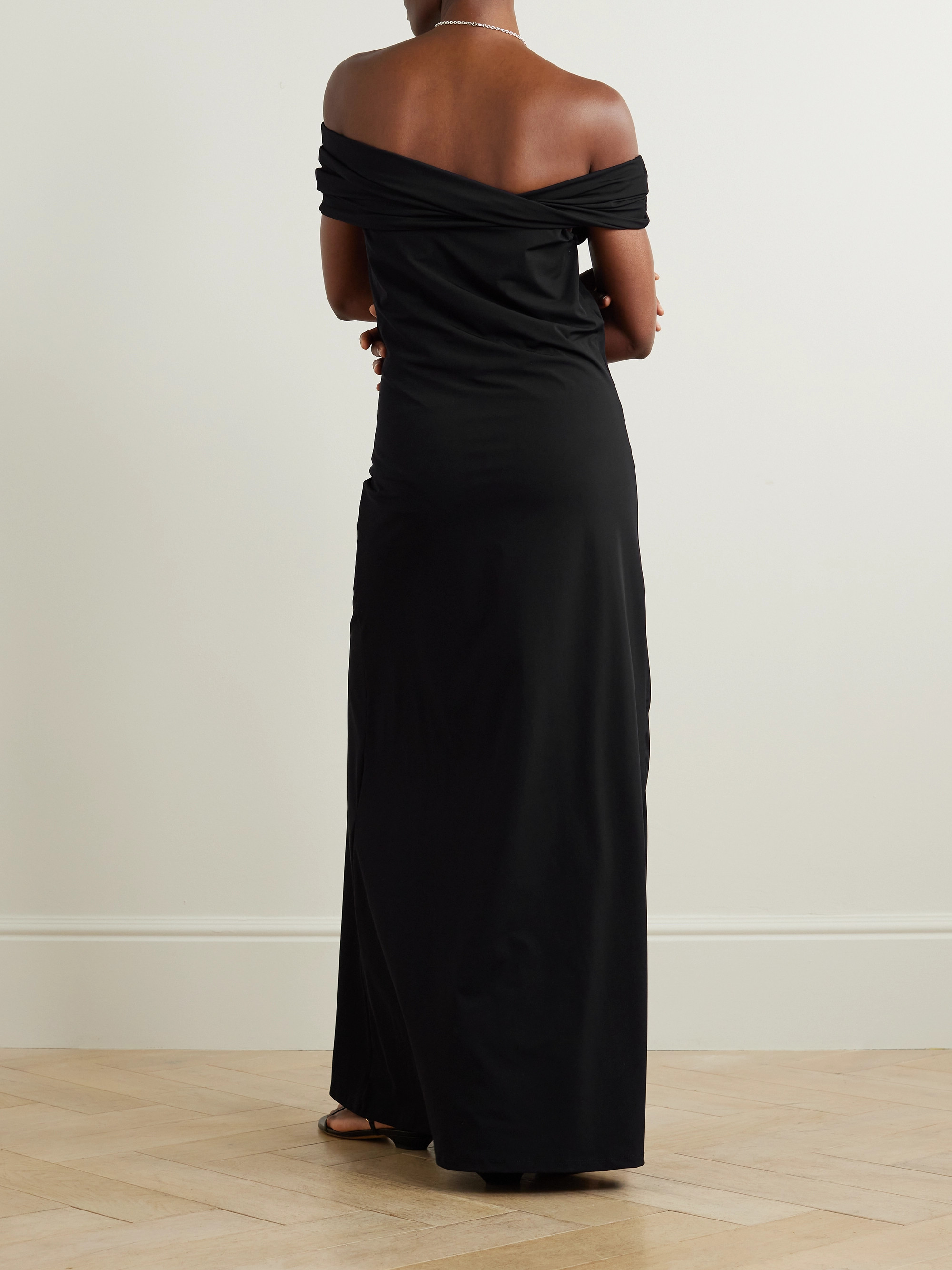 Róhe Off-the-shoulder ruched stretch-jersey maxi dress
