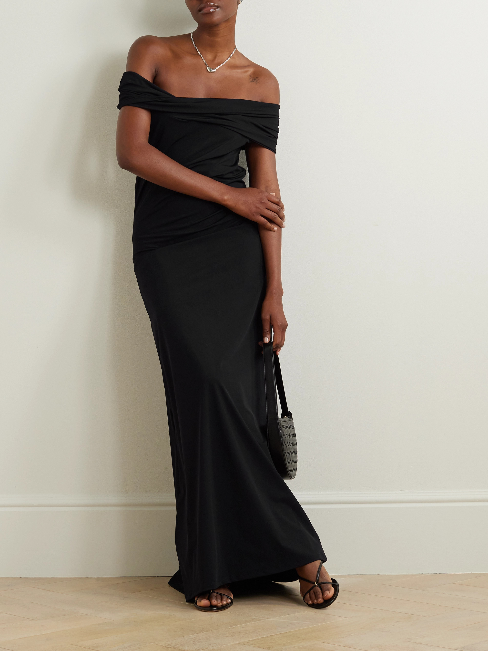 Róhe Off-the-shoulder ruched stretch-jersey maxi dress