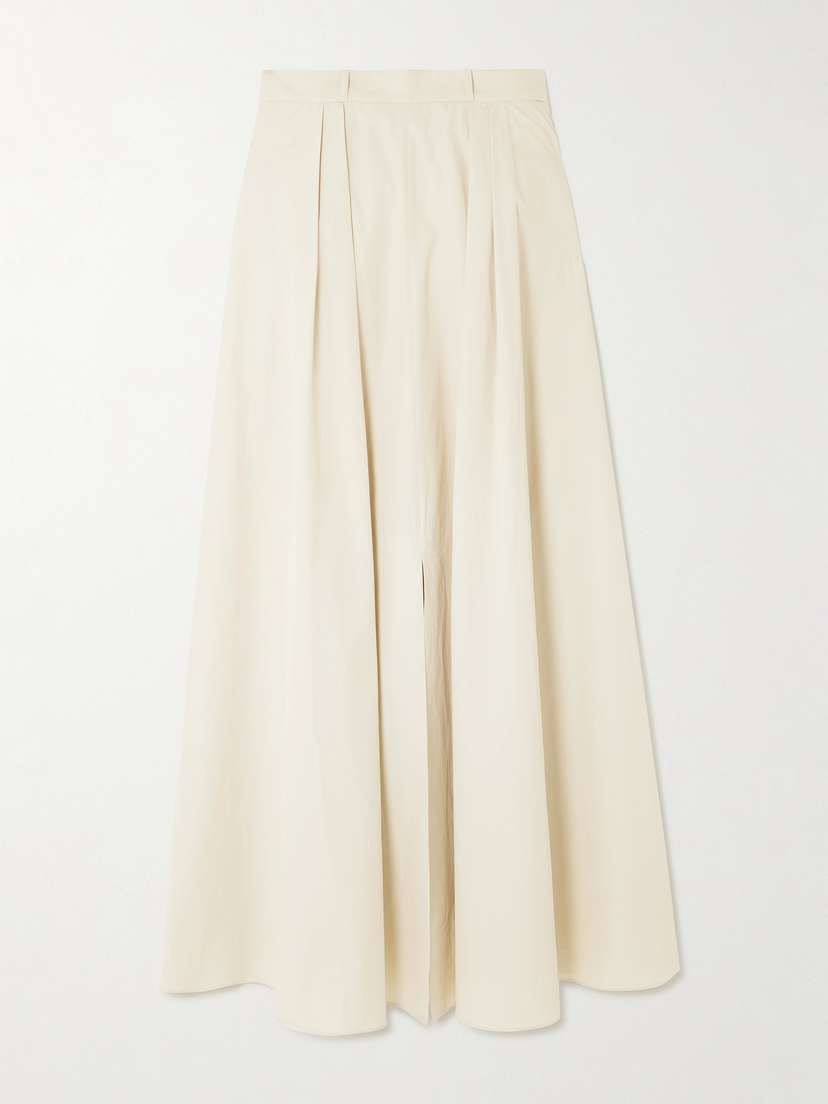 RÓHE Strapless Pleated Cotton-poplin Maxi Dress