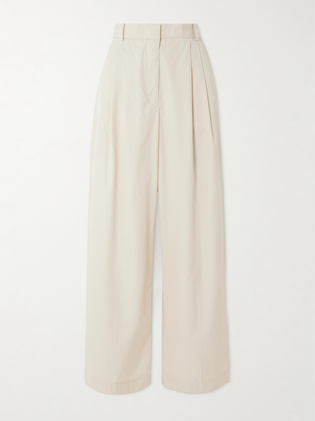 Rohe Pleated Cotton Wide-leg Pants In Neutrals
