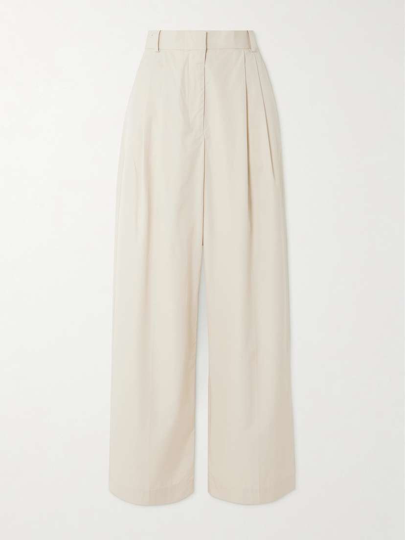 RÓHE Pleated Cotton Wide-leg Pants