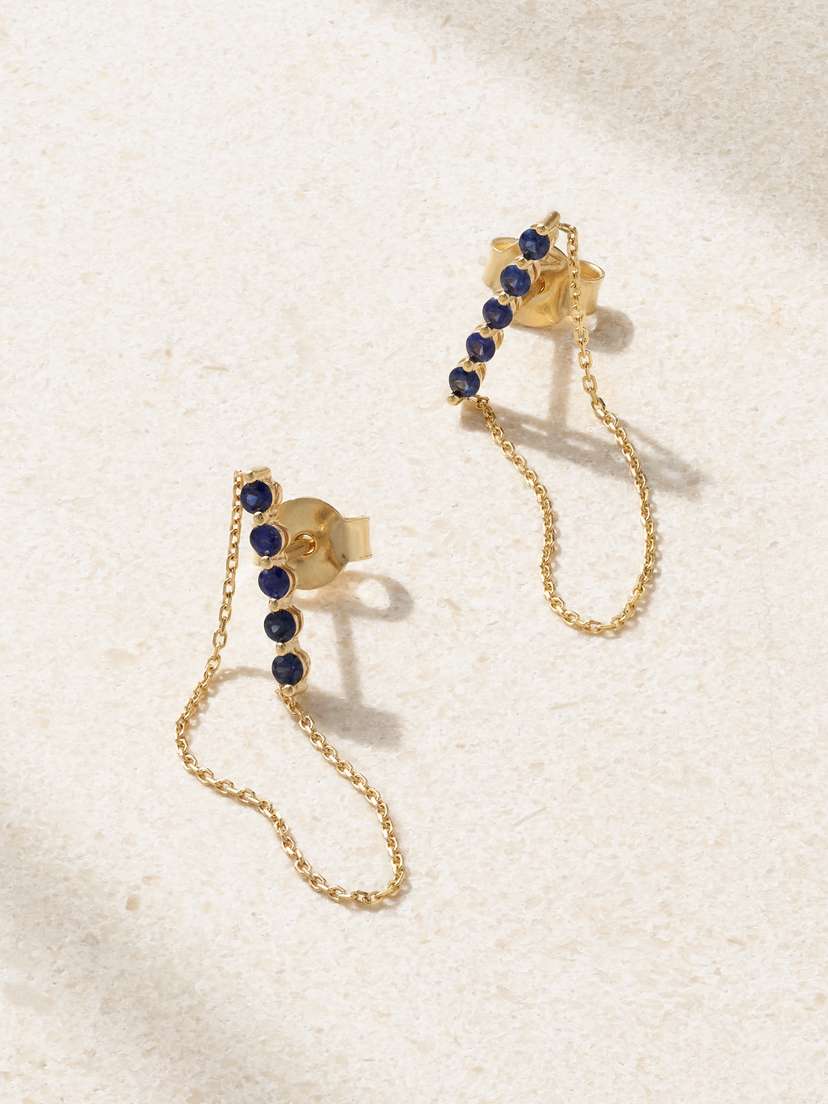 JIA JIA Gold Sapphire Earrings