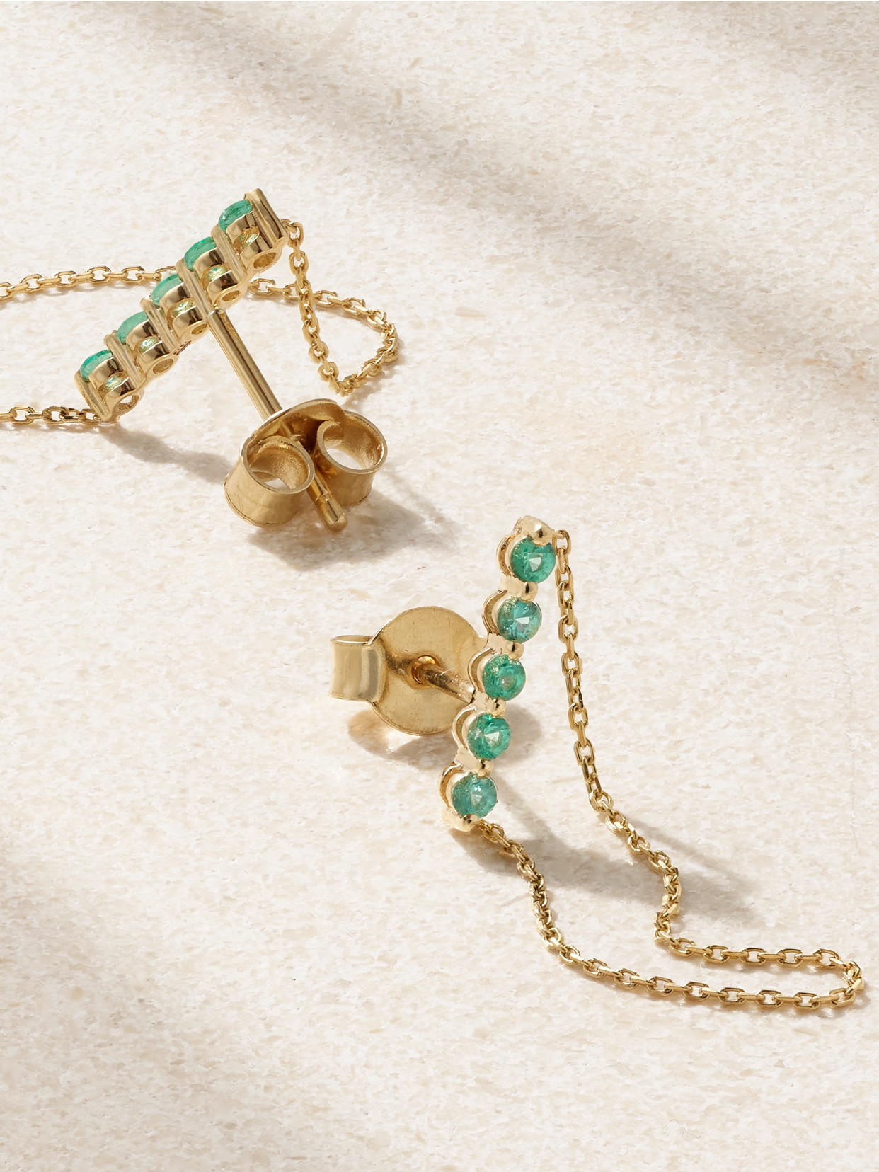 Jia Jia Gold Emerald Earrings In Green