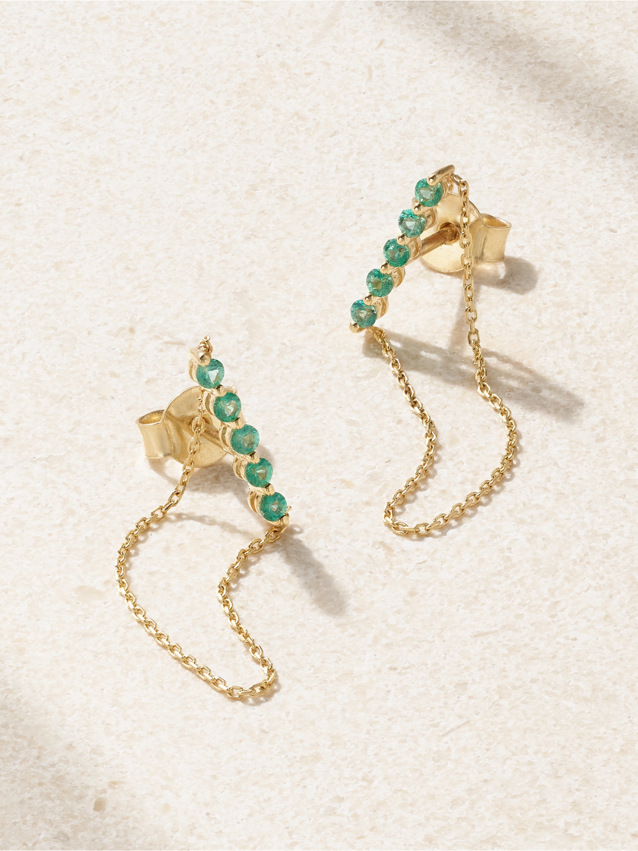 JIA JIA - Gold Emerald Earrings - Green