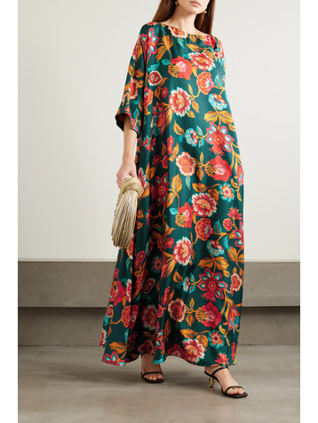 La DoubleJ Muumuu floral-print silk-twill maxi dress