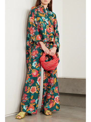 La DoubleJ Foulard asymmetric floral-print silk-twill shirt