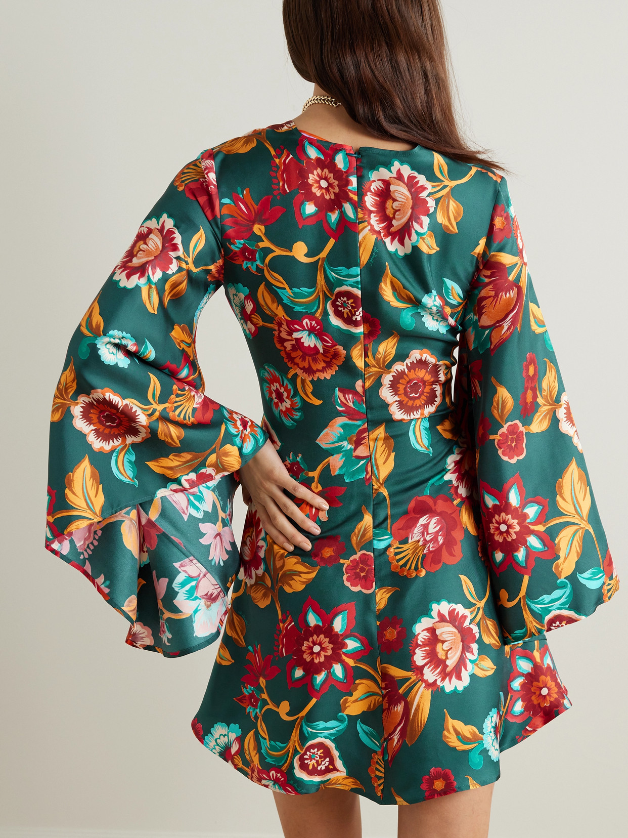 La Doublej Magnifico Belted Floral-print Silk-twill Mini Dress In Multi