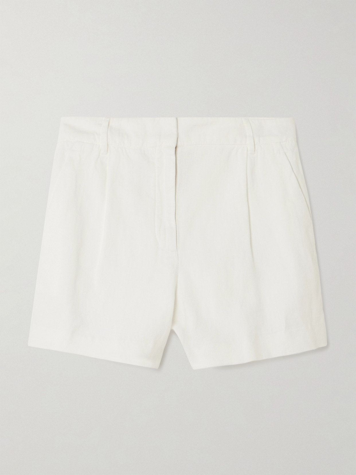 Brunello Cucinelli - Pleated Cotton And Linen-blend Twill Shorts - Neutrals
