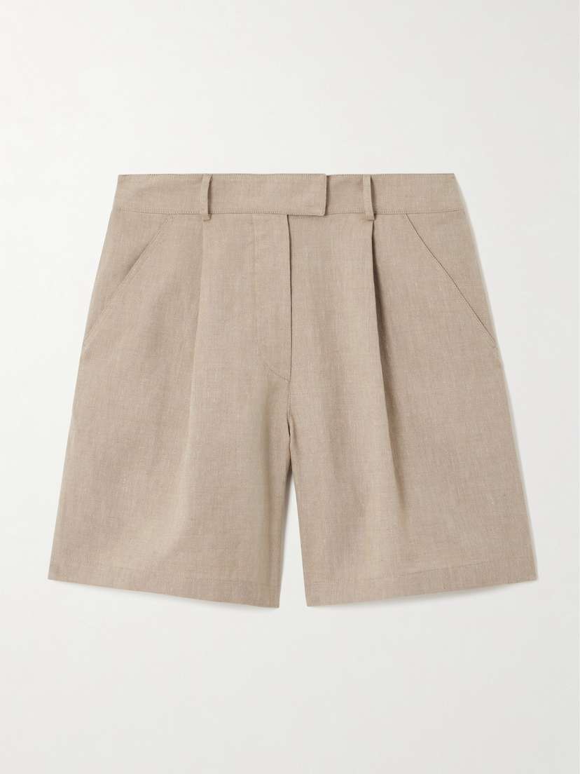 Brunello Cucinelli Pleated Linen And Wool-blend Shorts