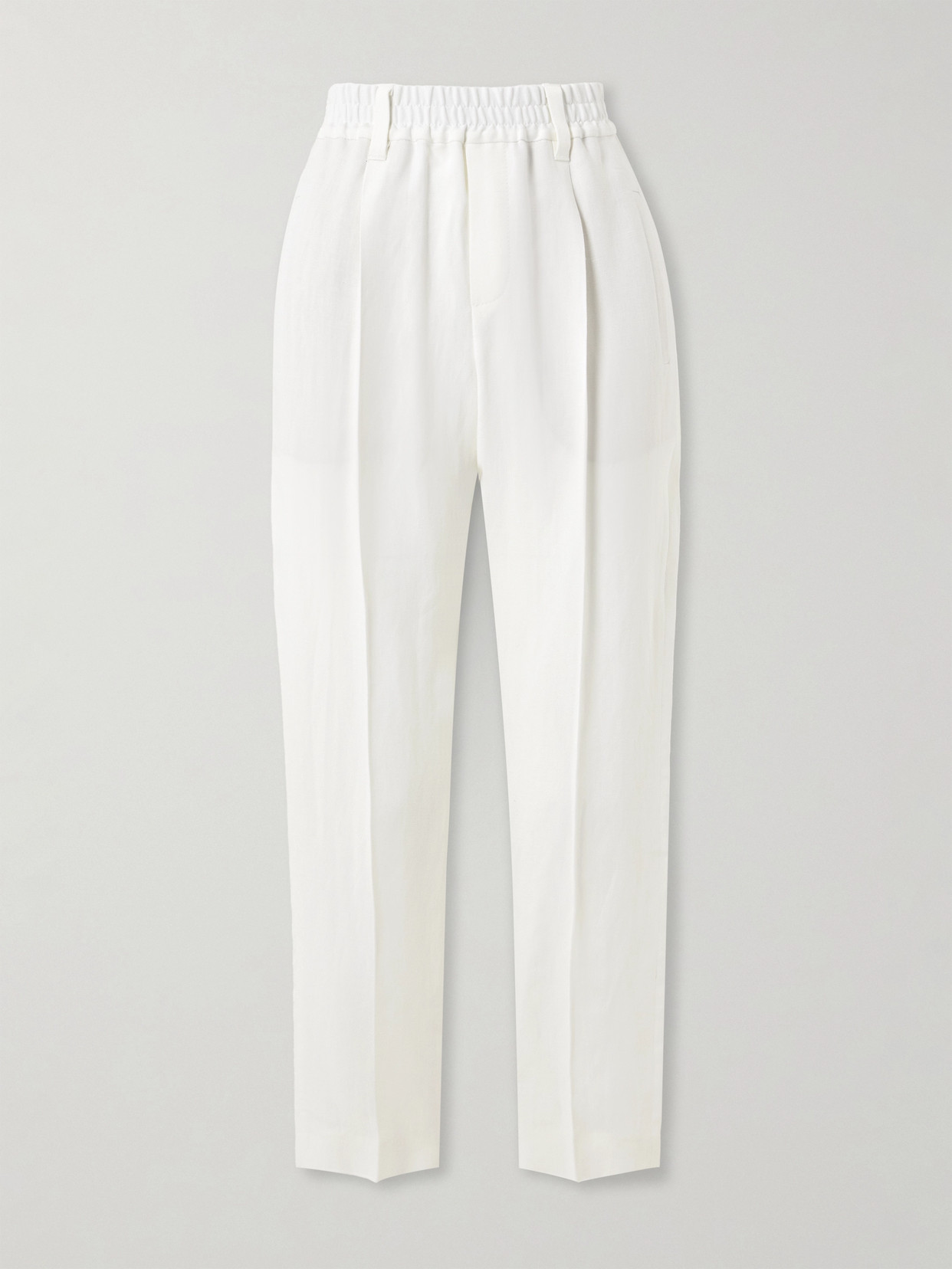 Brunello Cucinelli Pleated Twill Tapered Pants In Neutrals