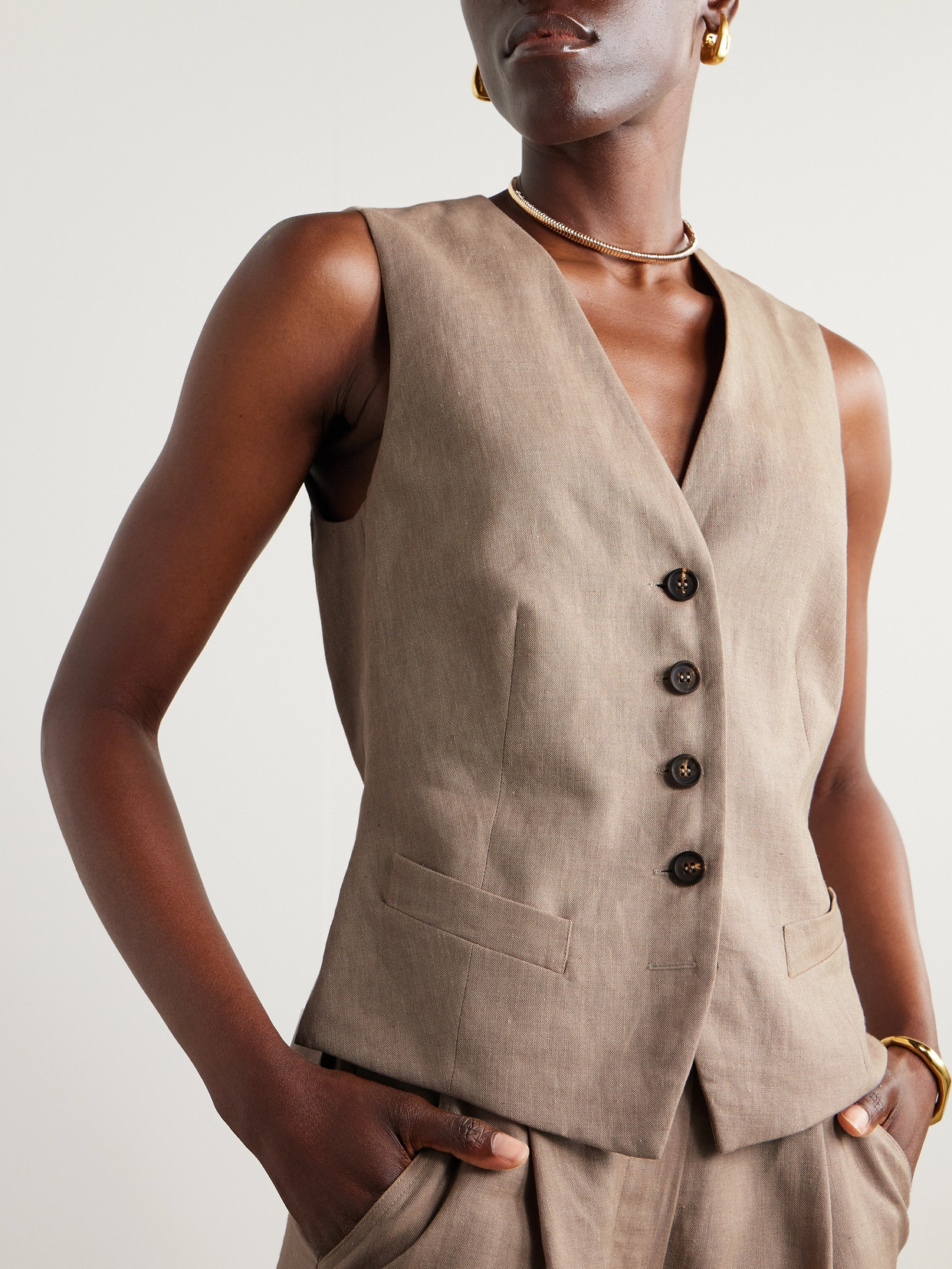 Linen And Wool-Blend Vest