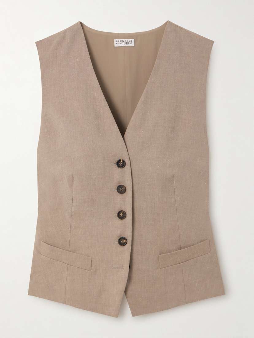 Brunello Cucinelli — Linen and wool-blend vest