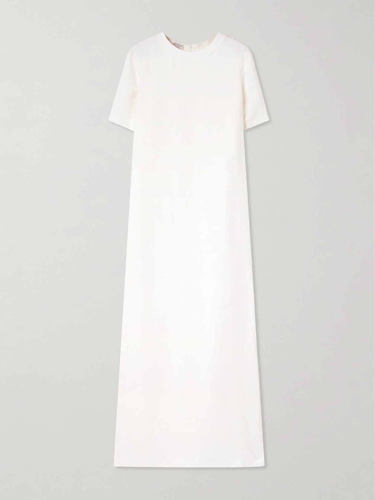 Brunello Cucinelli Bead-embellshed Twill Midi Dress In Off-white