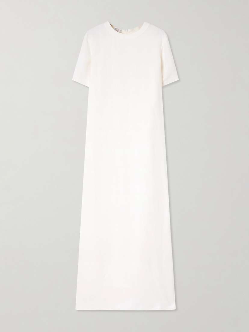 Brunello Cucinelli Bead-embellshed Twill Midi Dress